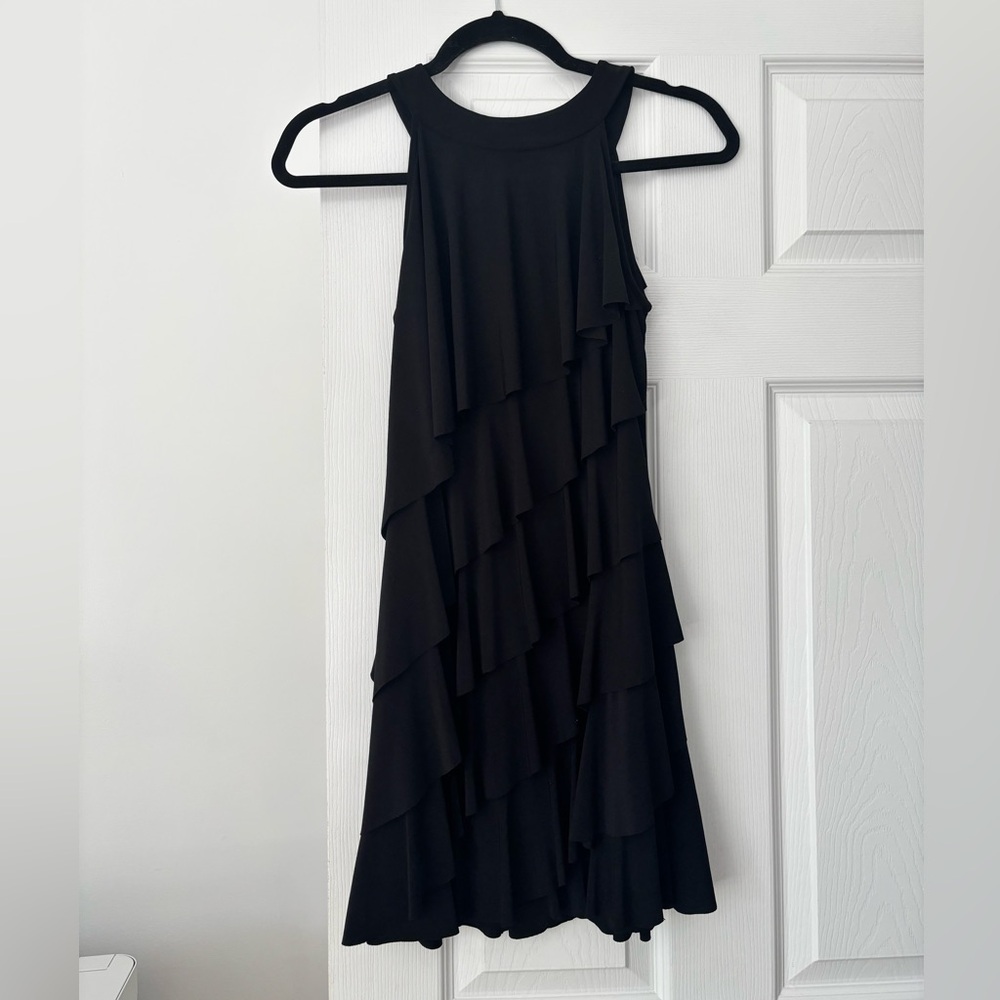 White House Black Market Black Halter Tiered Mini Dress